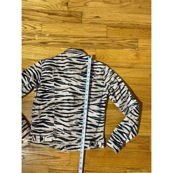 L'agence celine tiger‎ stripe print denim jacket slim femme XS